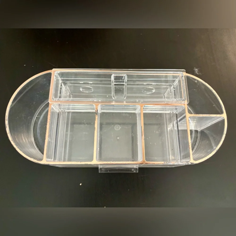LED Makeup Mirror with Organizer - Rose Gold